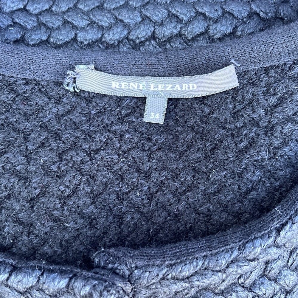 Rene Lezard Black Woven Cardigan Jacket Sweater Women's Sz 34 XS Wool Germany - Picture 5 of 11